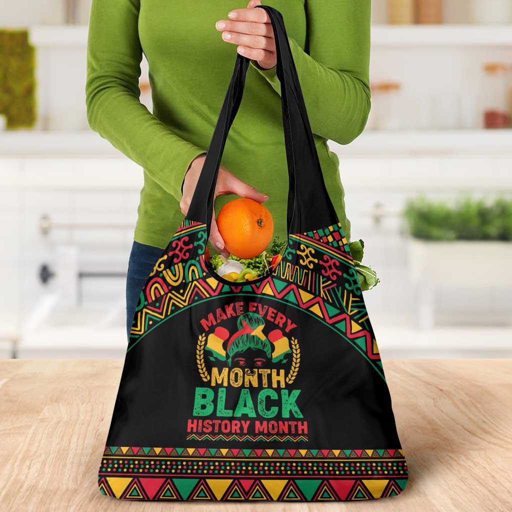 Make Every Month Black History Month Grocery Bag African Pattern