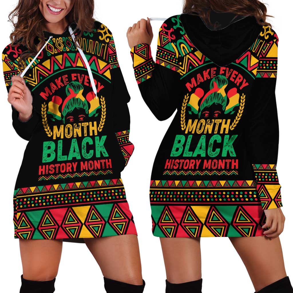 Make Every Month Black History Month Hoodie Dress African Pattern - Wonder Print Shop