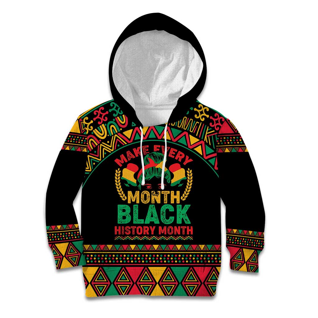 Make Every Month Black History Month Kid Hoodie African Pattern - Wonder Print Shop