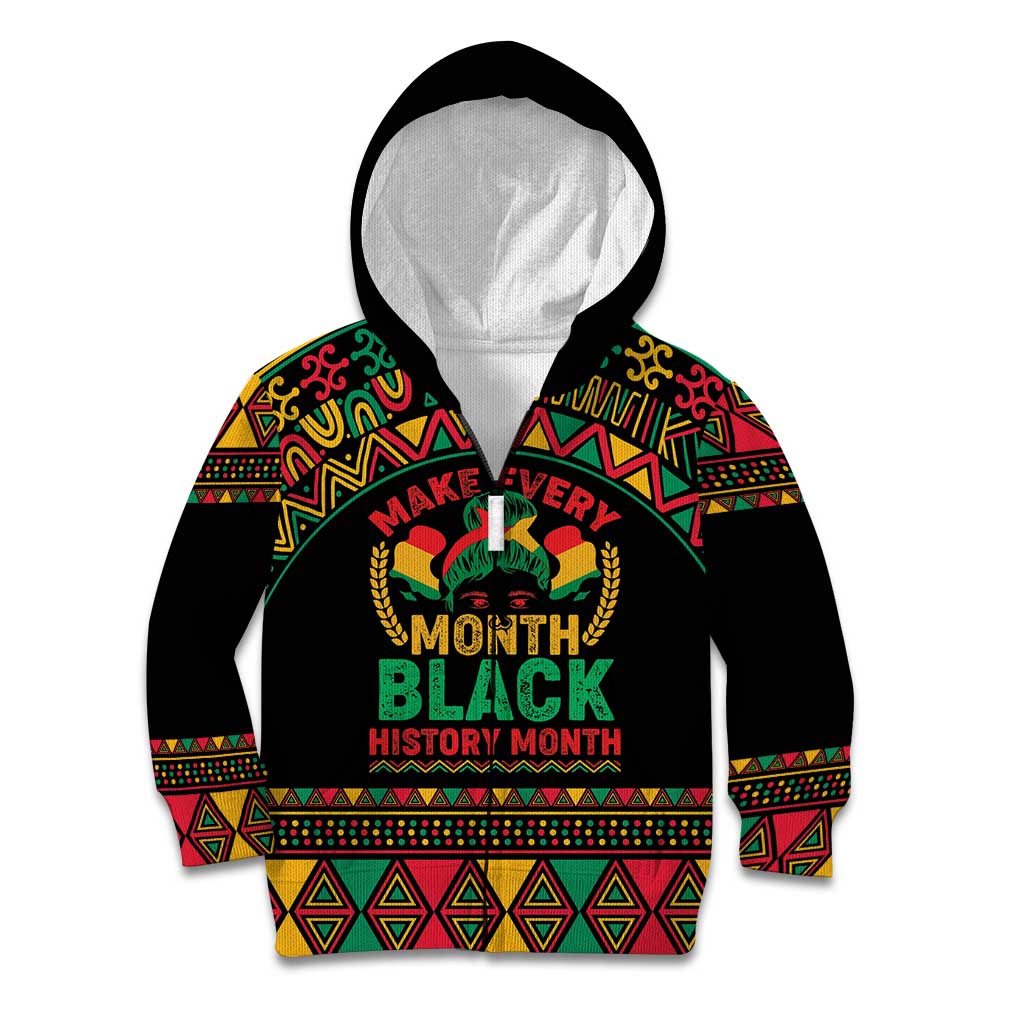 Make Every Month Black History Month Kid Hoodie African Pattern - Wonder Print Shop