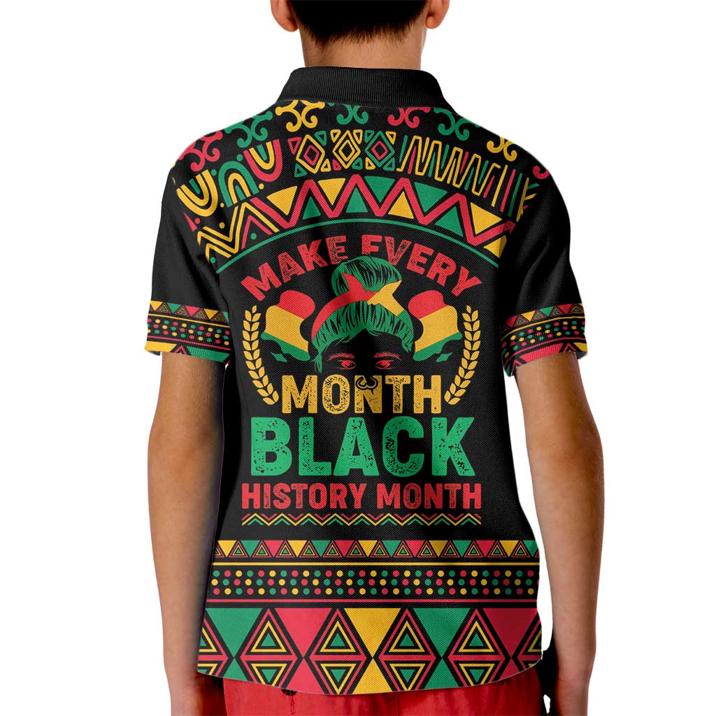Make Every Month Black History Month Kid Polo Shirt African Pattern - Wonder Print Shop