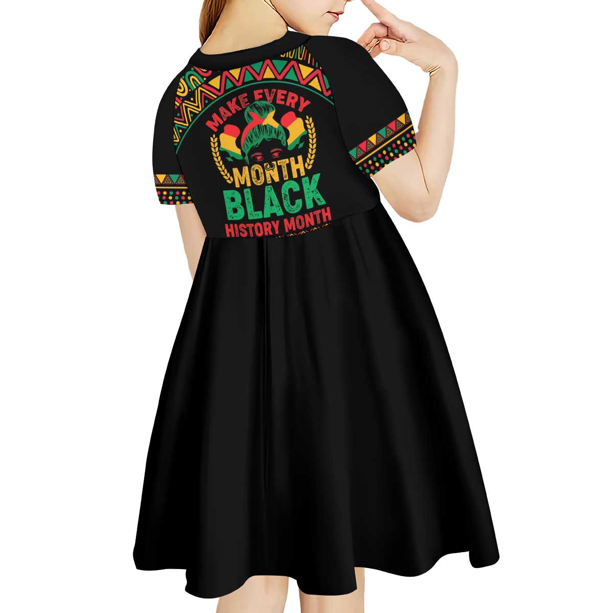 Make Every Month Black History Month Kid Short Sleeve Dress African Pattern - Wonder Print Shop