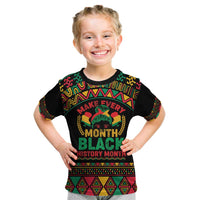 Make Every Month Black History Month Kid T Shirt African Pattern - Wonder Print Shop