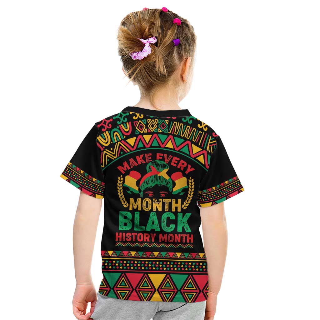 Make Every Month Black History Month Kid T Shirt African Pattern - Wonder Print Shop