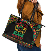 Make Every Month Black History Month Leather Tote Bag African Pattern - Wonder Print Shop