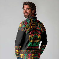 Make Every Month Black History Month Long Sleeve Polo Shirt African Pattern - Wonder Print Shop