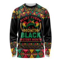 Make Every Month Black History Month Long Sleeve Shirt African Pattern - Wonder Print Shop