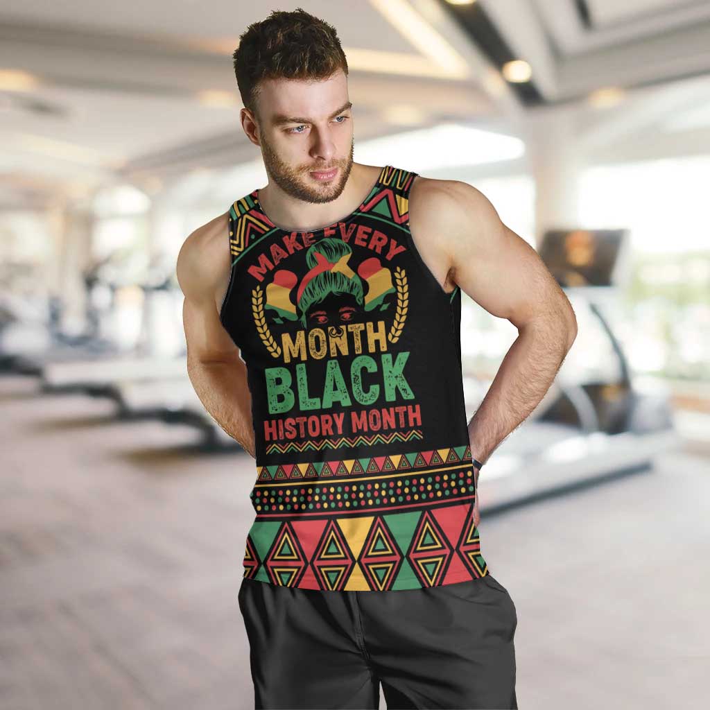 Make Every Month Black History Month Men Tank Top African Pattern - Wonder Print Shop