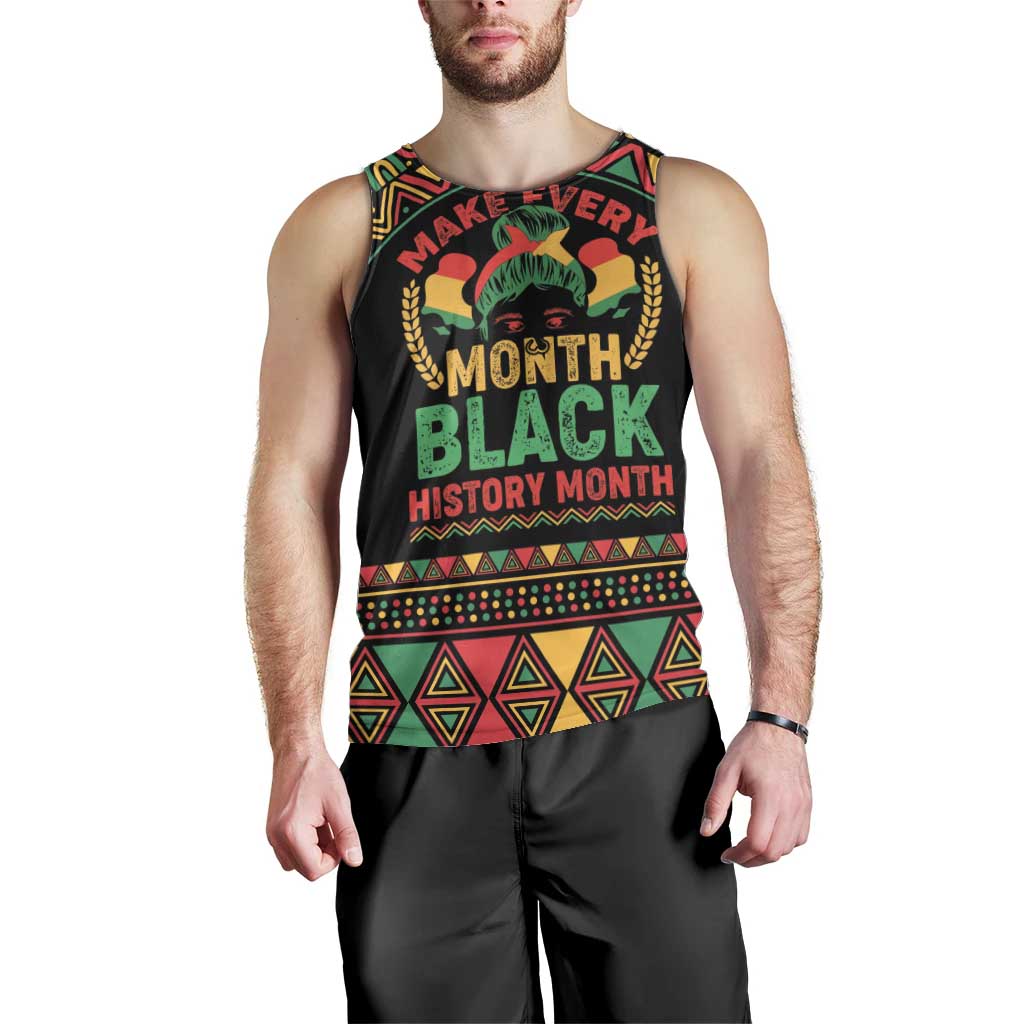 Make Every Month Black History Month Men Tank Top African Pattern - Wonder Print Shop