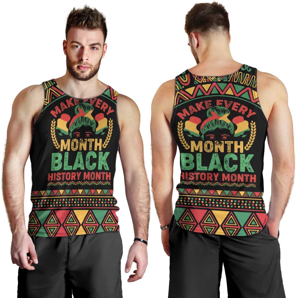 Make Every Month Black History Month Men Tank Top African Pattern - Wonder Print Shop
