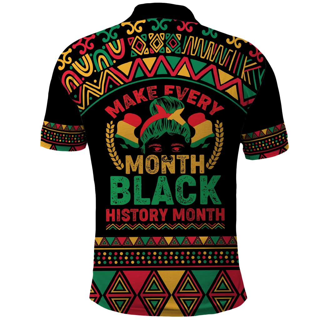 Make Every Month Black History Month Polo Shirt African Pattern - Wonder Print Shop