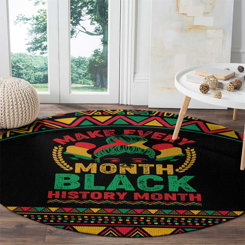 Make Every Month Black History Month Round Carpet African Pattern
