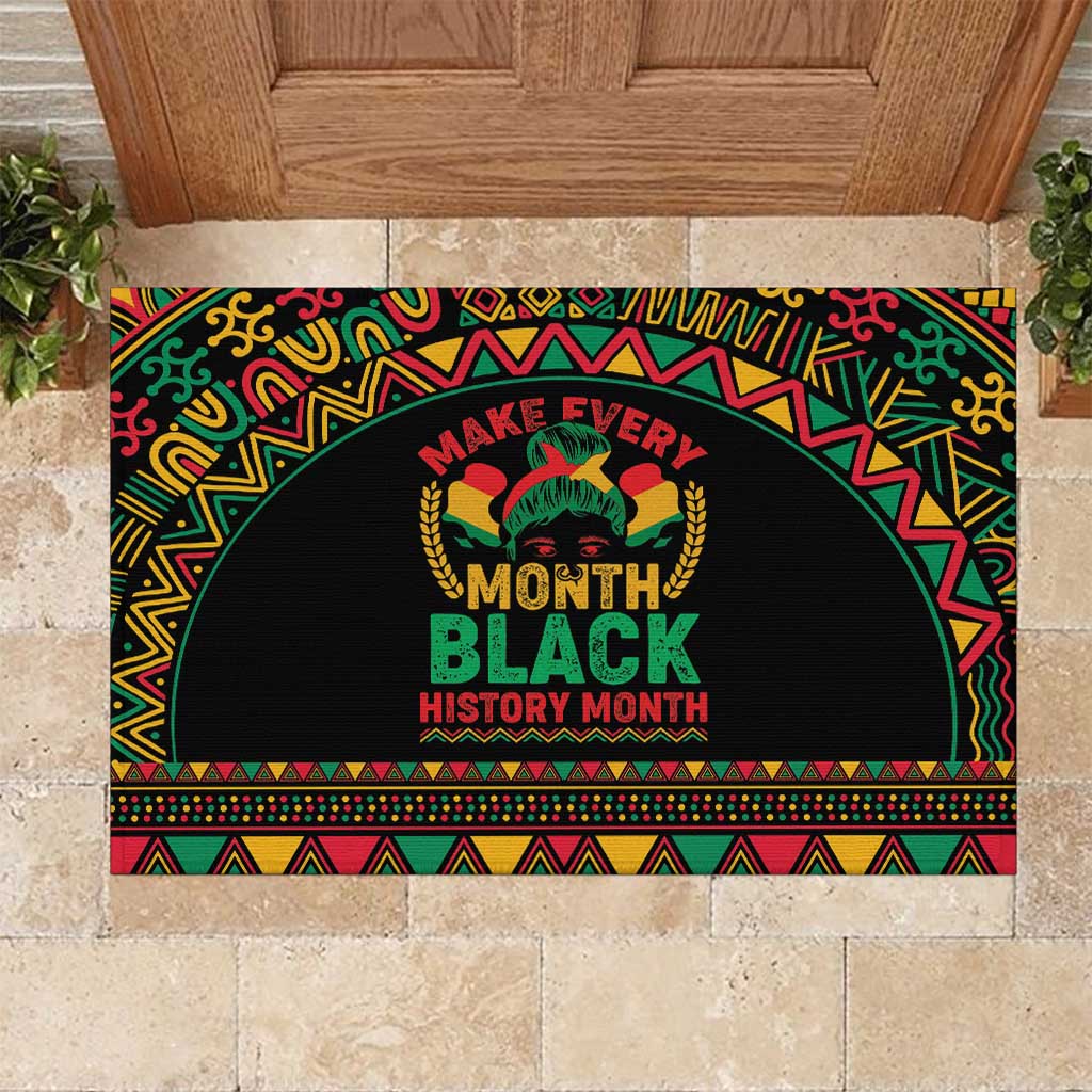 Make Every Month Black History Month Rubber Doormat African Pattern - Wonder Print Shop