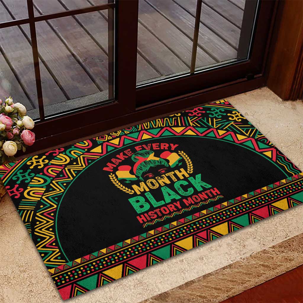 Make Every Month Black History Month Rubber Doormat African Pattern - Wonder Print Shop