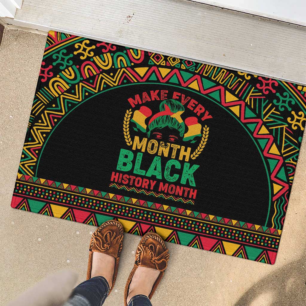 Make Every Month Black History Month Rubber Doormat African Pattern - Wonder Print Shop