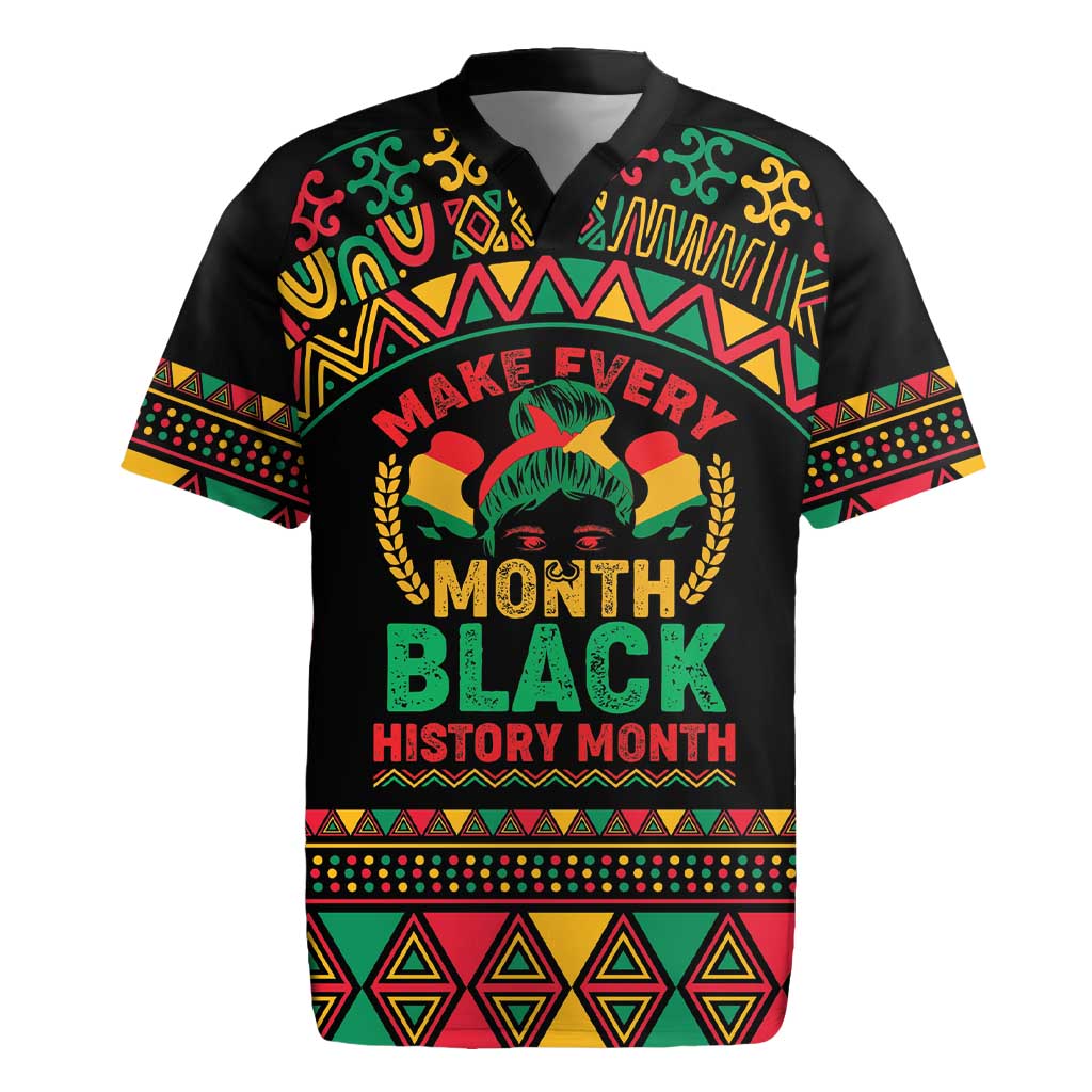Make Every Month Black History Month Rugby Jersey African Pattern - Wonder Print Shop