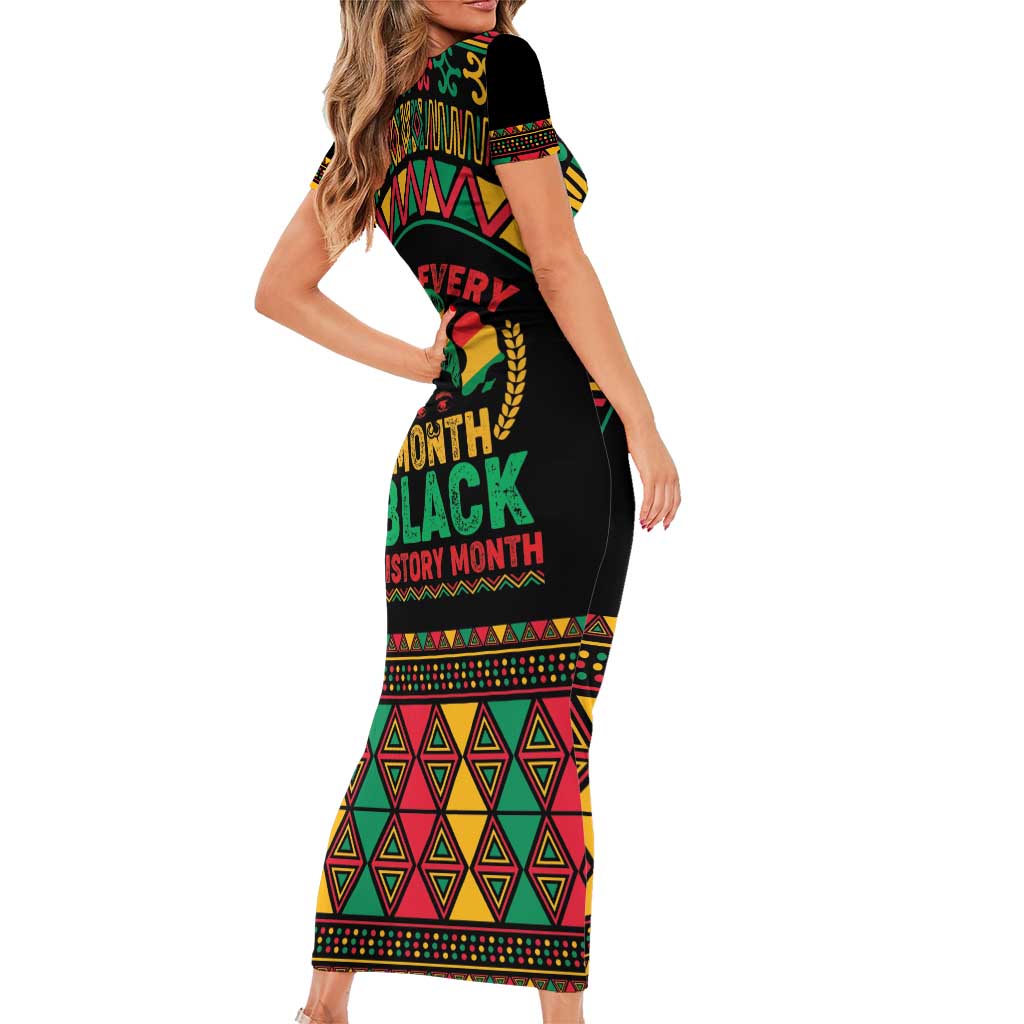 Make Every Month Black History Month Short Sleeve Bodycon Dress African Pattern - Wonder Print Shop