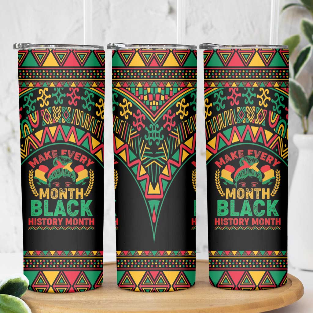 Make Every Month Black History Month Skinny Tumbler African Pattern - Wonder Print Shop