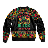Make Every Month Black History Month Sleeve Zip Bomber Jacket African Pattern - Wonder Print Shop