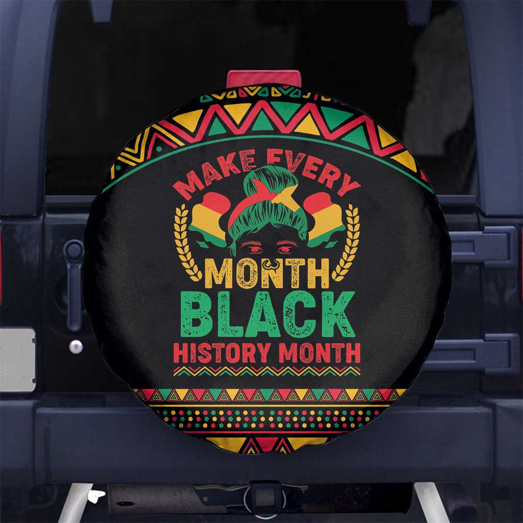Make Every Month Black History Month Spare Tire Cover African Pattern - Wonder Print Shop