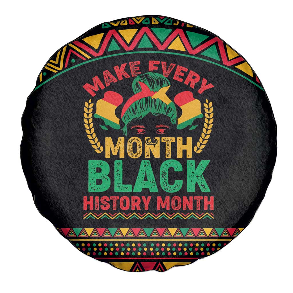 Make Every Month Black History Month Spare Tire Cover African Pattern - Wonder Print Shop