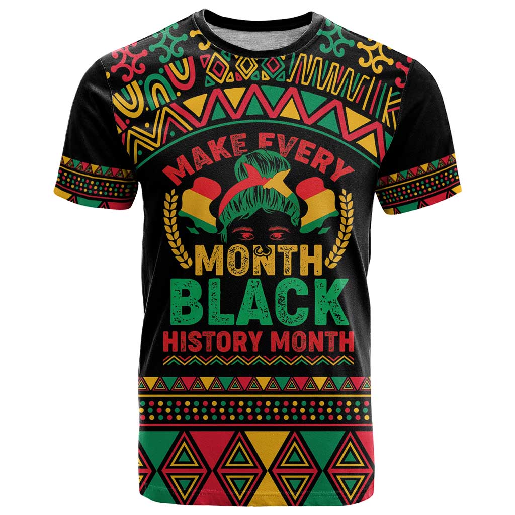 Make Every Month Black History Month T Shirt African Pattern - Wonder Print Shop