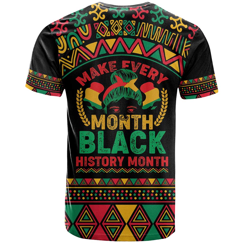 Make Every Month Black History Month T Shirt African Pattern - Wonder Print Shop