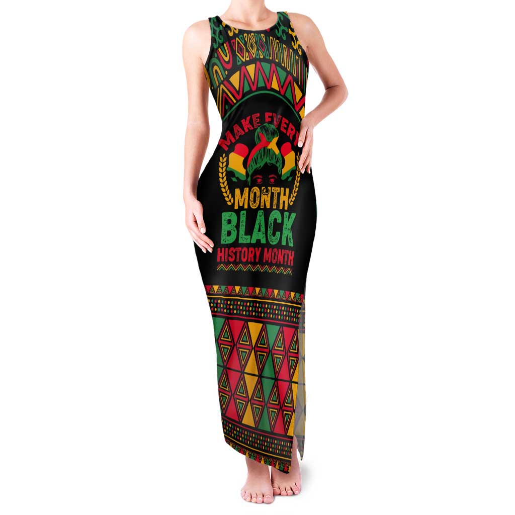 Make Every Month Black History Month Tank Maxi Dress African Pattern - Wonder Print Shop