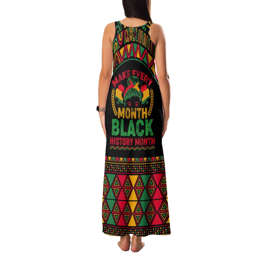 Make Every Month Black History Month Tank Maxi Dress African Pattern - Wonder Print Shop