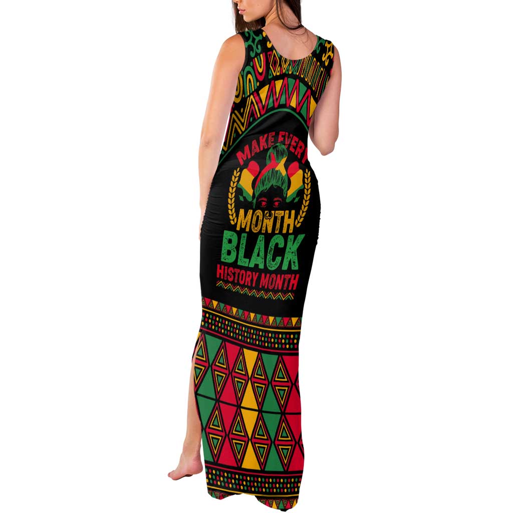 Make Every Month Black History Month Tank Maxi Dress African Pattern - Wonder Print Shop