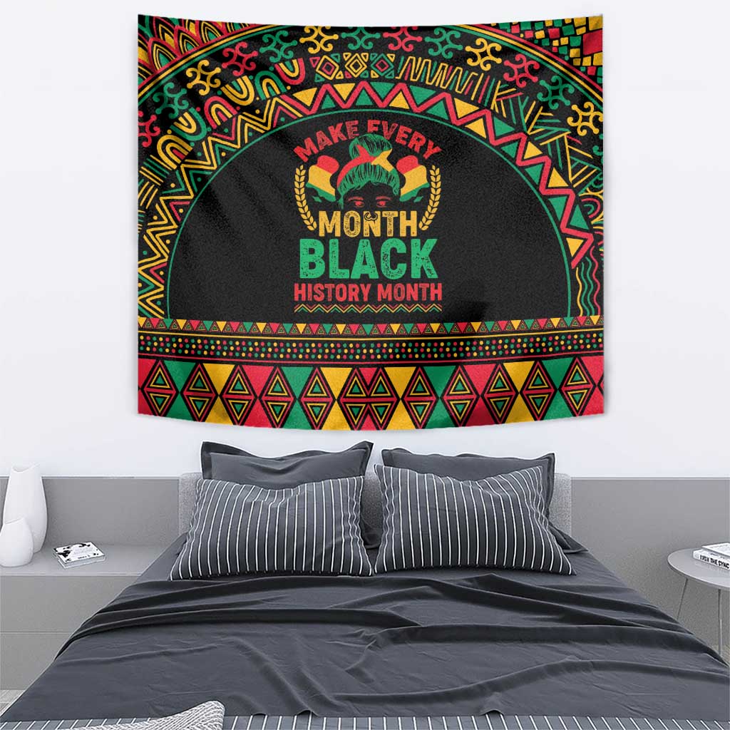 Make Every Month Black History Month Tapestry African Pattern - Wonder Print Shop