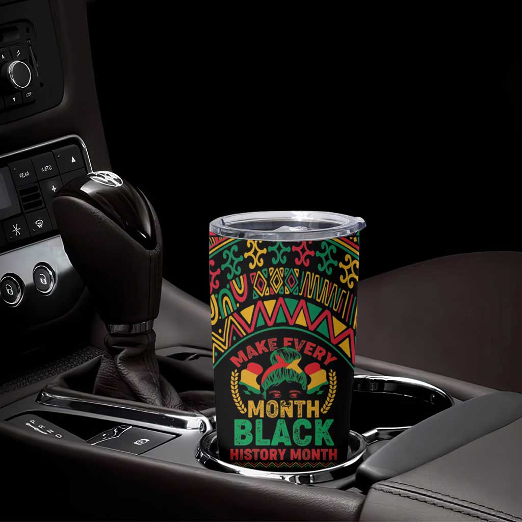 Make Every Month Black History Month Tumbler Cup African Pattern - Wonder Print Shop