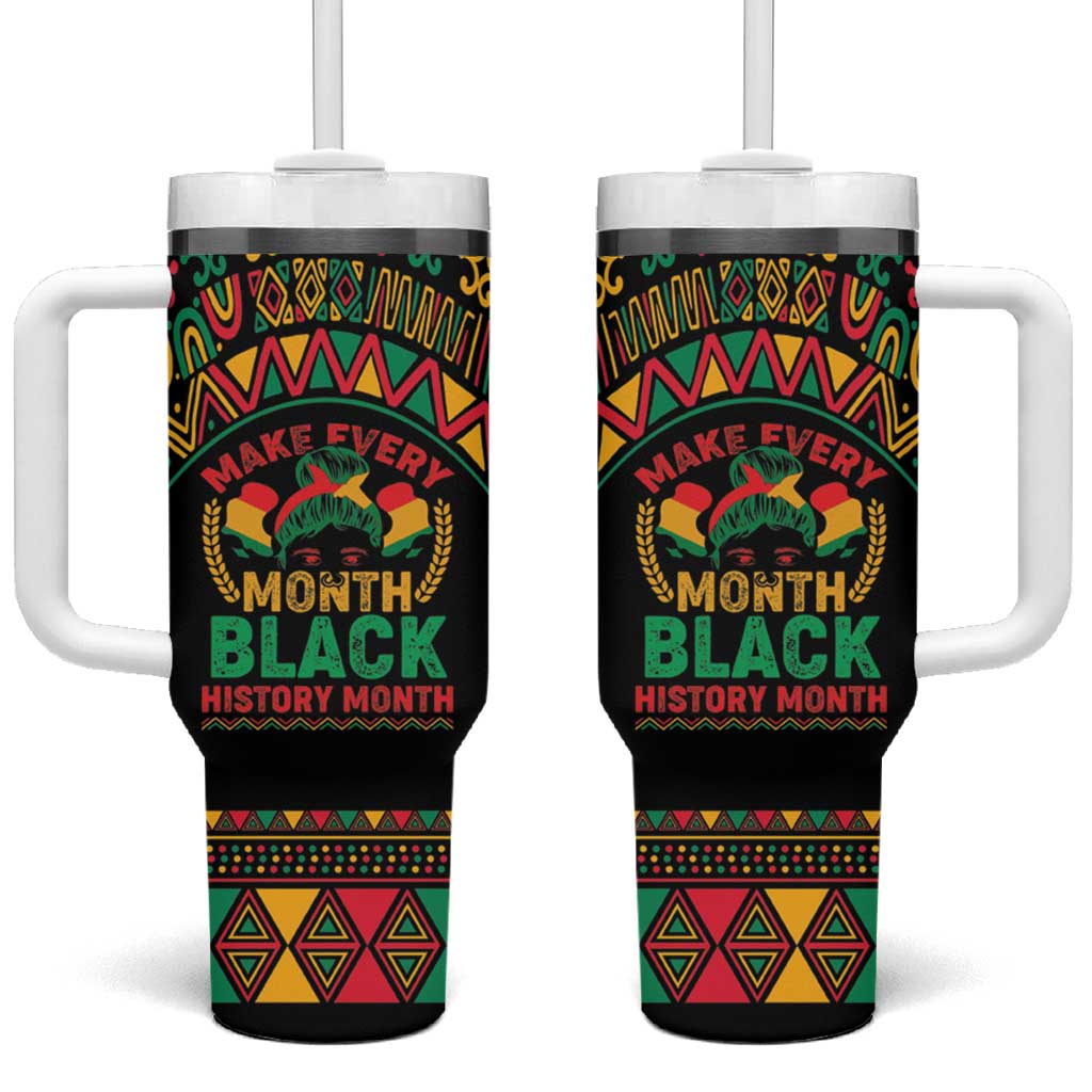 Make Every Month Black History Month Tumbler With Handle African Pattern - Wonder Print Shop