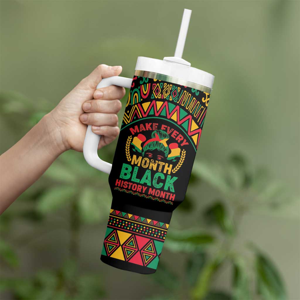 Make Every Month Black History Month Tumbler With Handle African Pattern - Wonder Print Shop