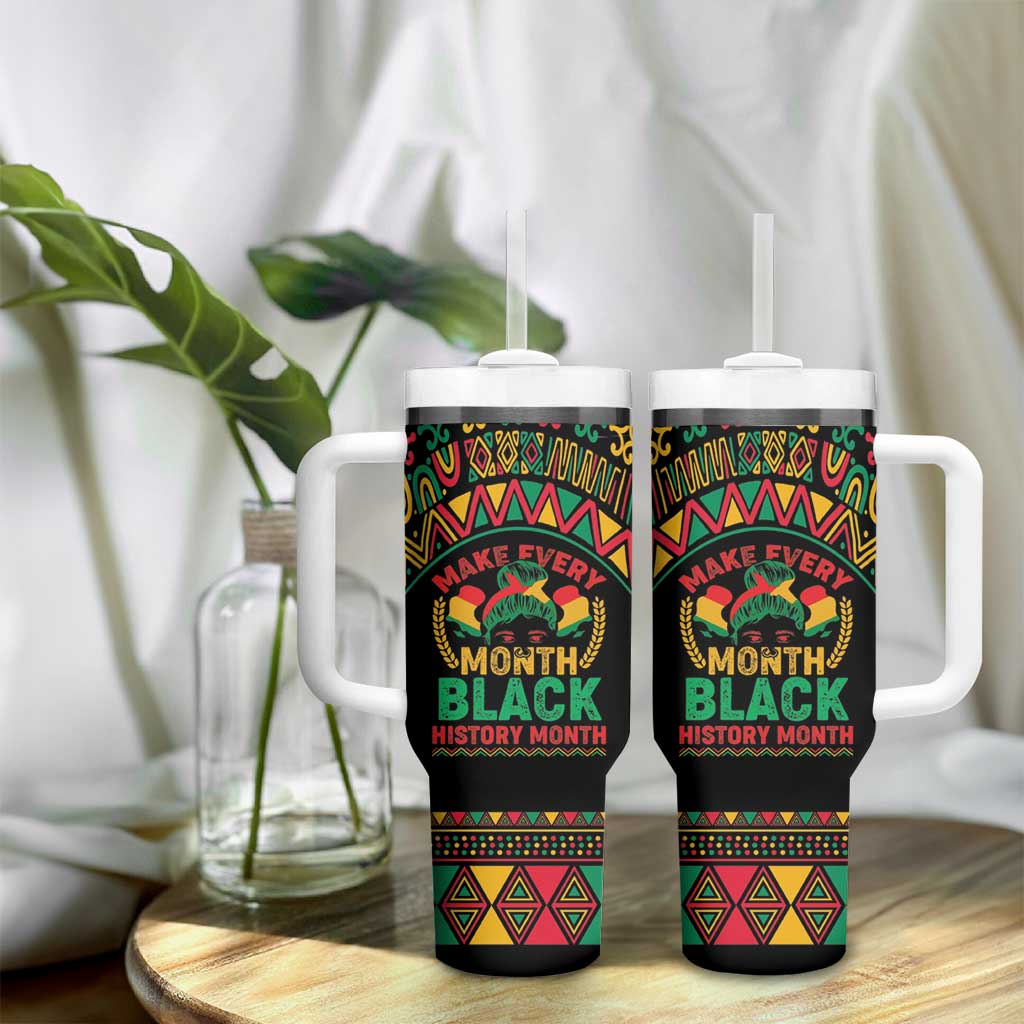 Make Every Month Black History Month Tumbler With Handle African Pattern - Wonder Print Shop