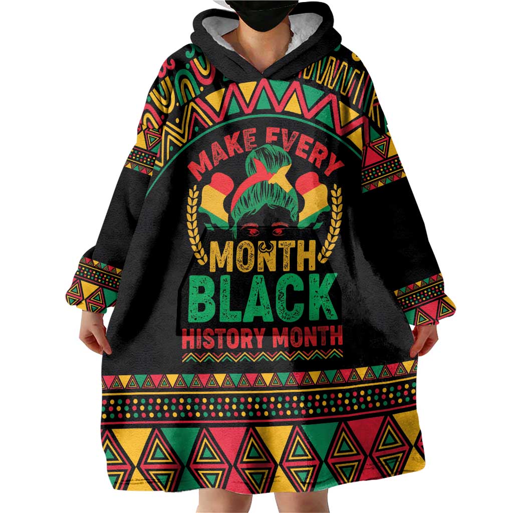 Make Every Month Black History Month Wearable Blanket Hoodie African Pattern - Wonder Print Shop