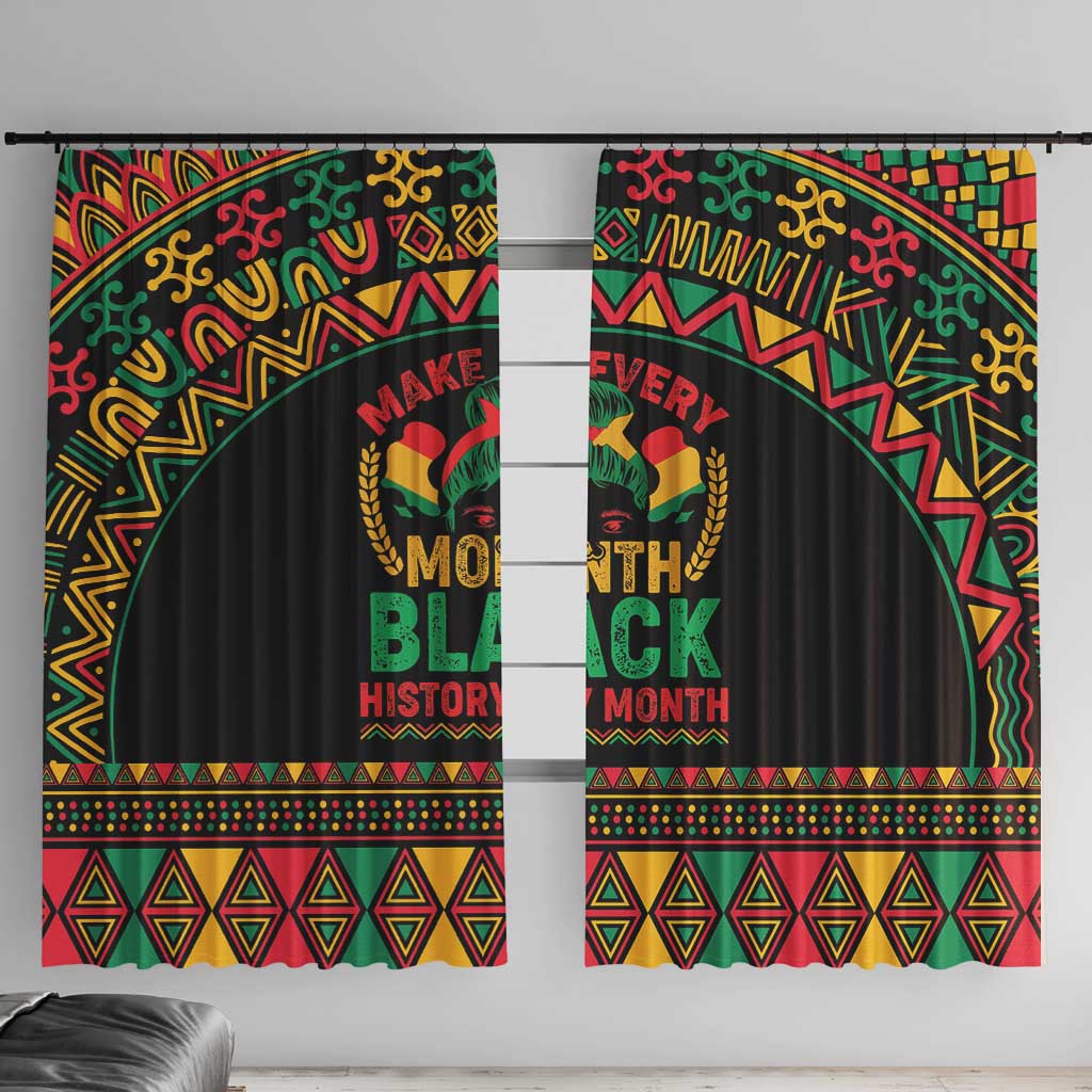 Make Every Month Black History Month Window Curtain African Pattern - Wonder Print Shop