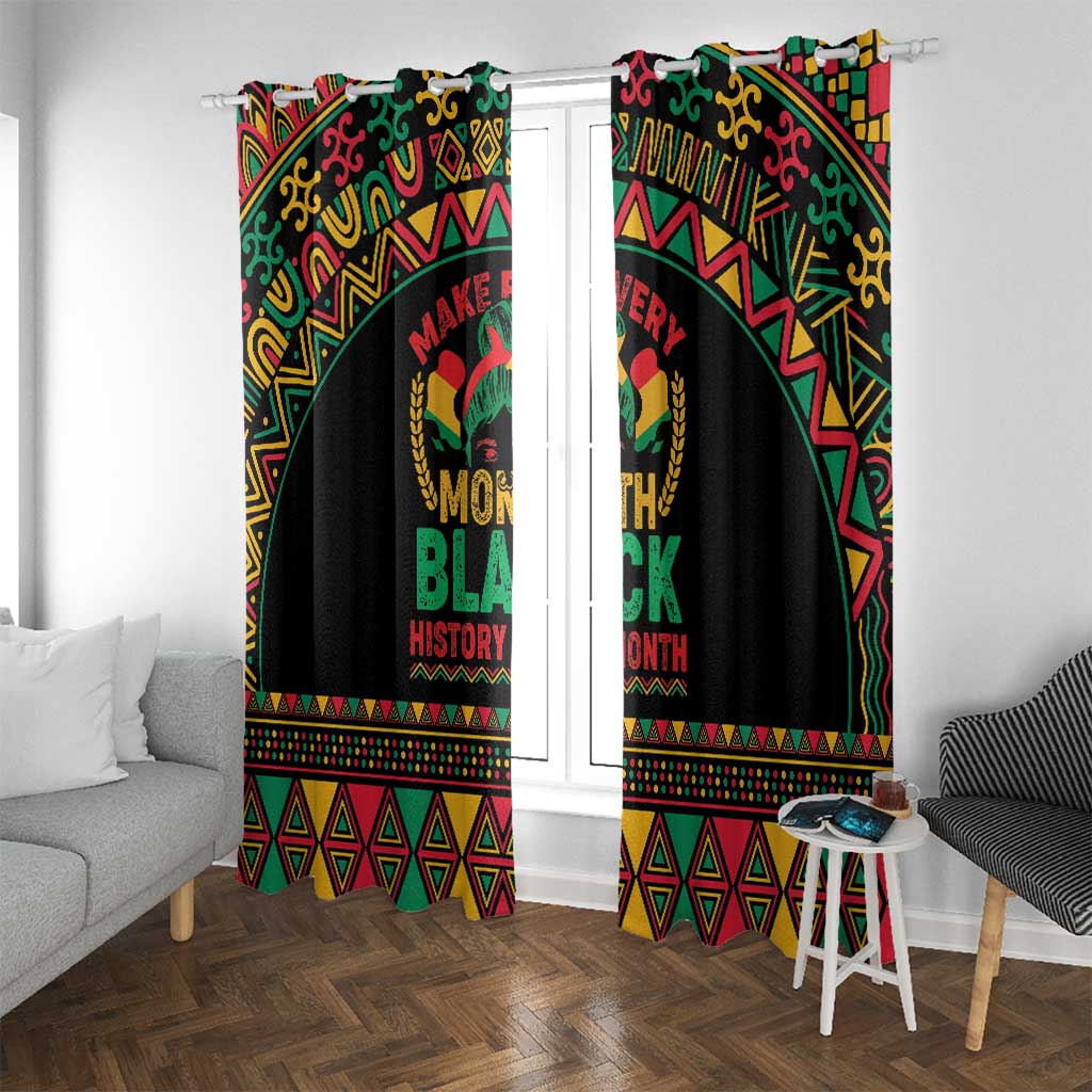 Make Every Month Black History Month Window Curtain African Pattern - Wonder Print Shop