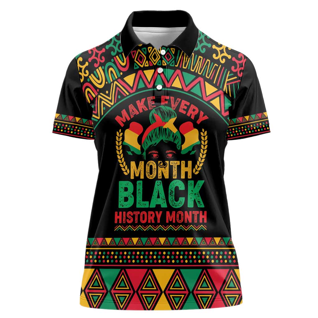 Make Every Month Black History Month Women Polo Shirt African Pattern - Wonder Print Shop