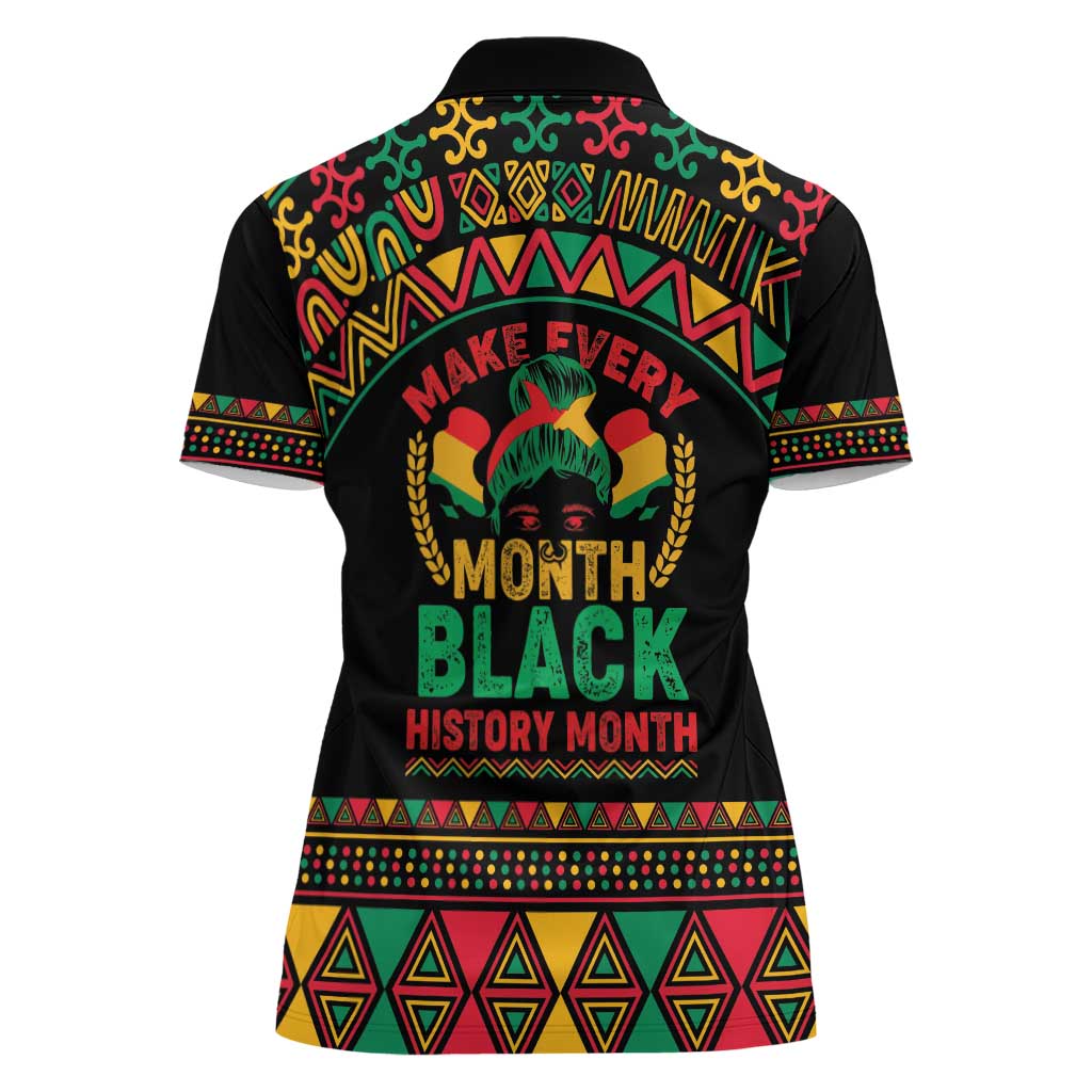 Make Every Month Black History Month Women Polo Shirt African Pattern - Wonder Print Shop