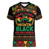 Make Every Month Black History Month Women V-Neck T-Shirt African Pattern - Wonder Print Shop