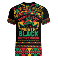 Make Every Month Black History Month Women V-Neck T-Shirt African Pattern - Wonder Print Shop