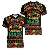Make Every Month Black History Month Women V-Neck T-Shirt African Pattern - Wonder Print Shop