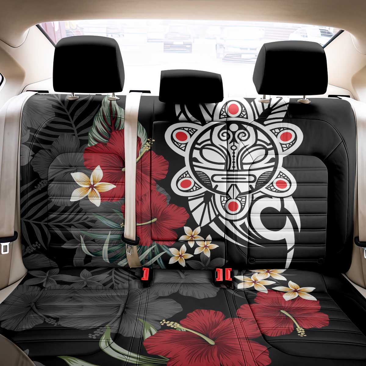 Taino Sun Tribal Back Car Seat Cover Tropical Hibiscus - Wonder Print Shop