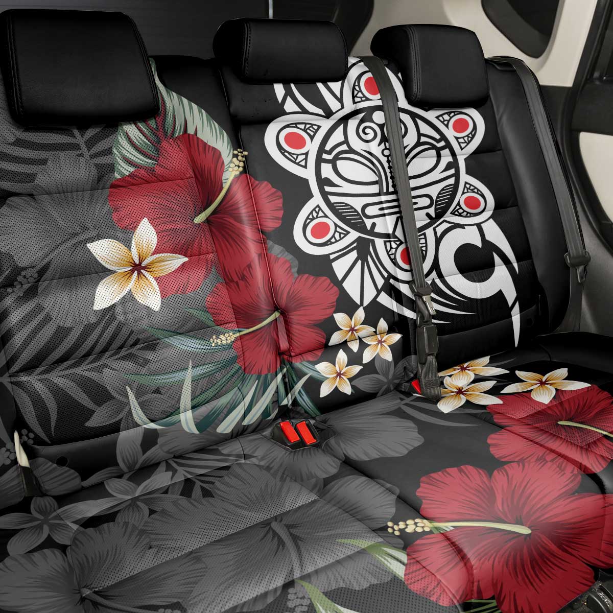 Taino Sun Tribal Back Car Seat Cover Tropical Hibiscus - Wonder Print Shop