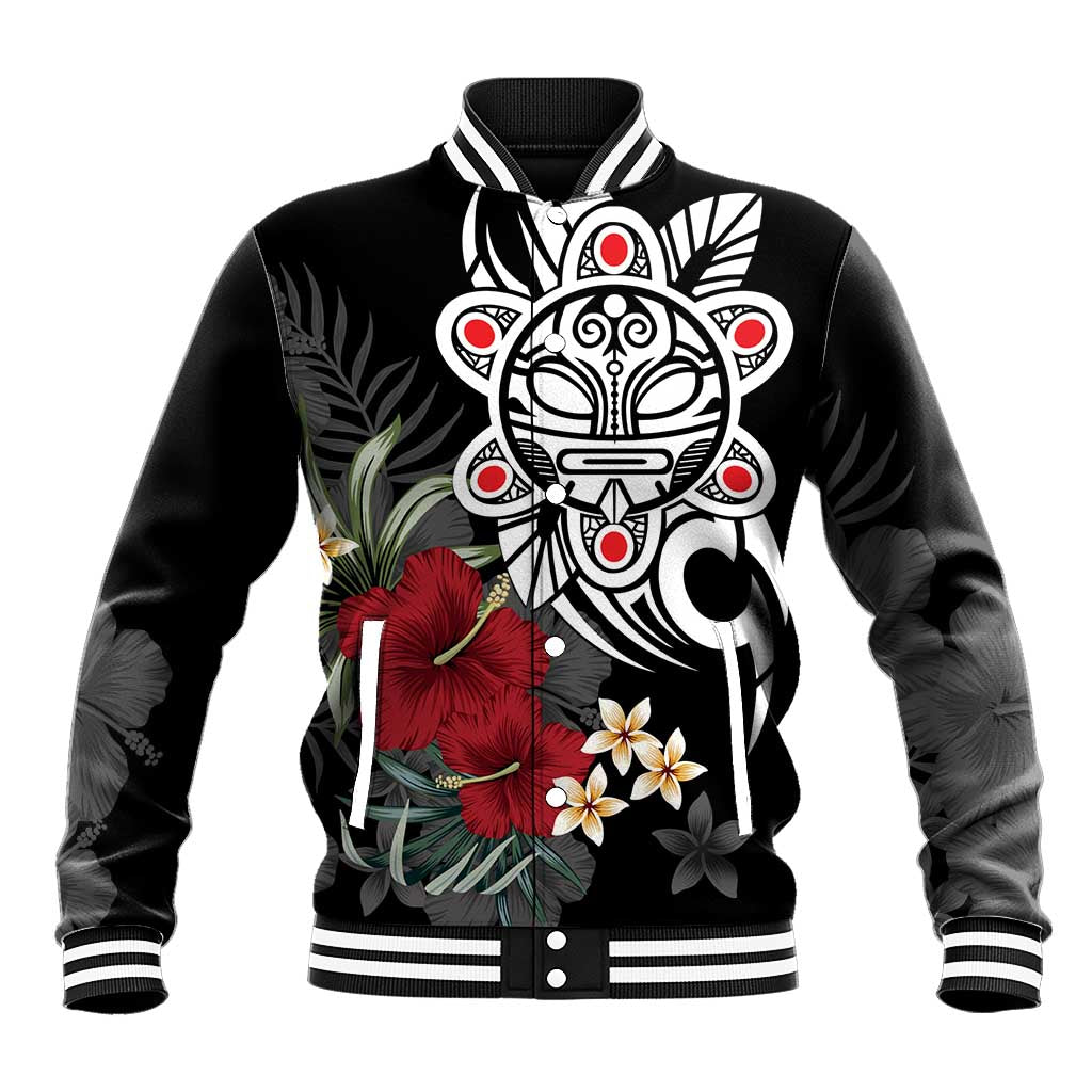 Taino Sun Tribal Baseball Jacket Tropical Hibiscus - Wonder Print Shop