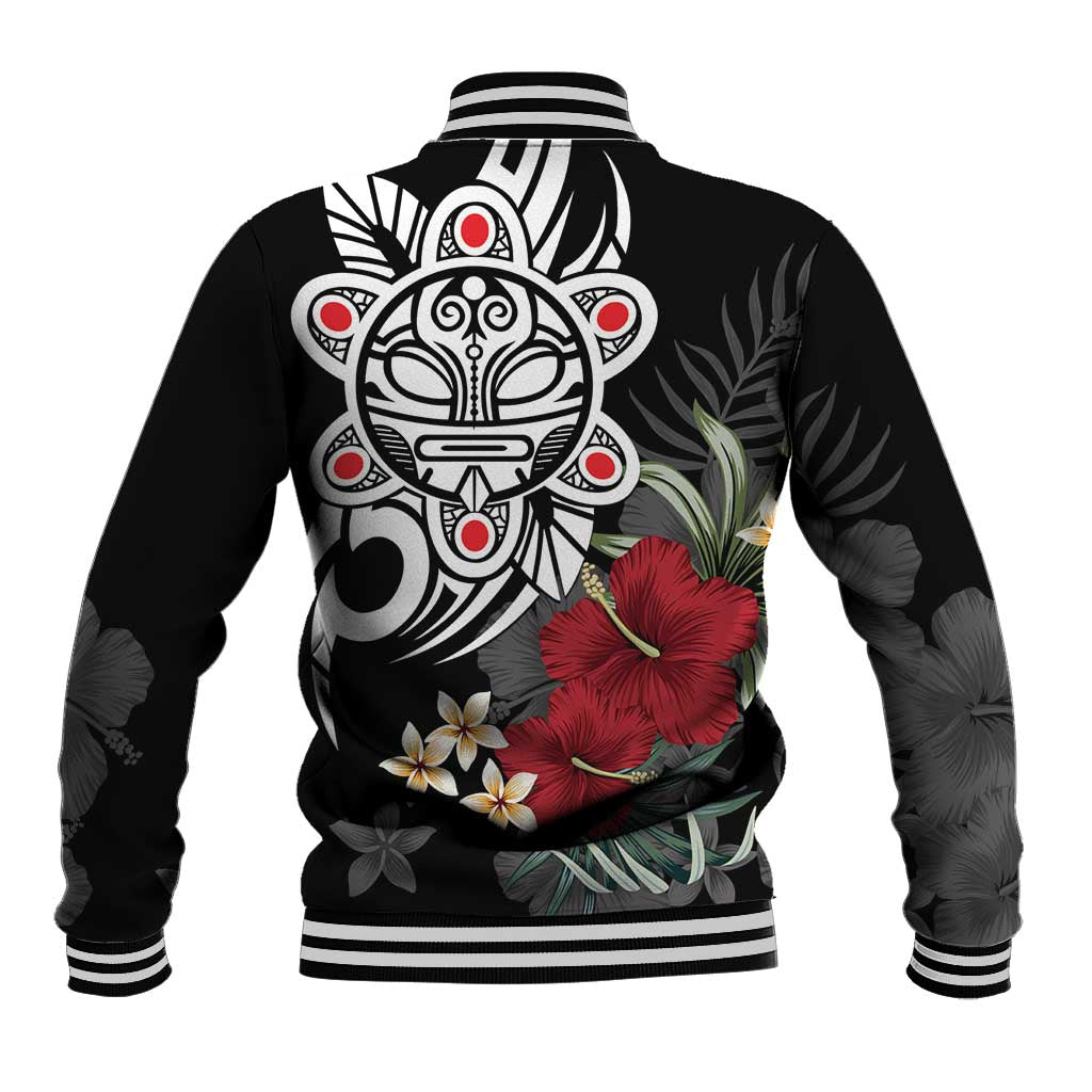 Taino Sun Tribal Baseball Jacket Tropical Hibiscus - Wonder Print Shop