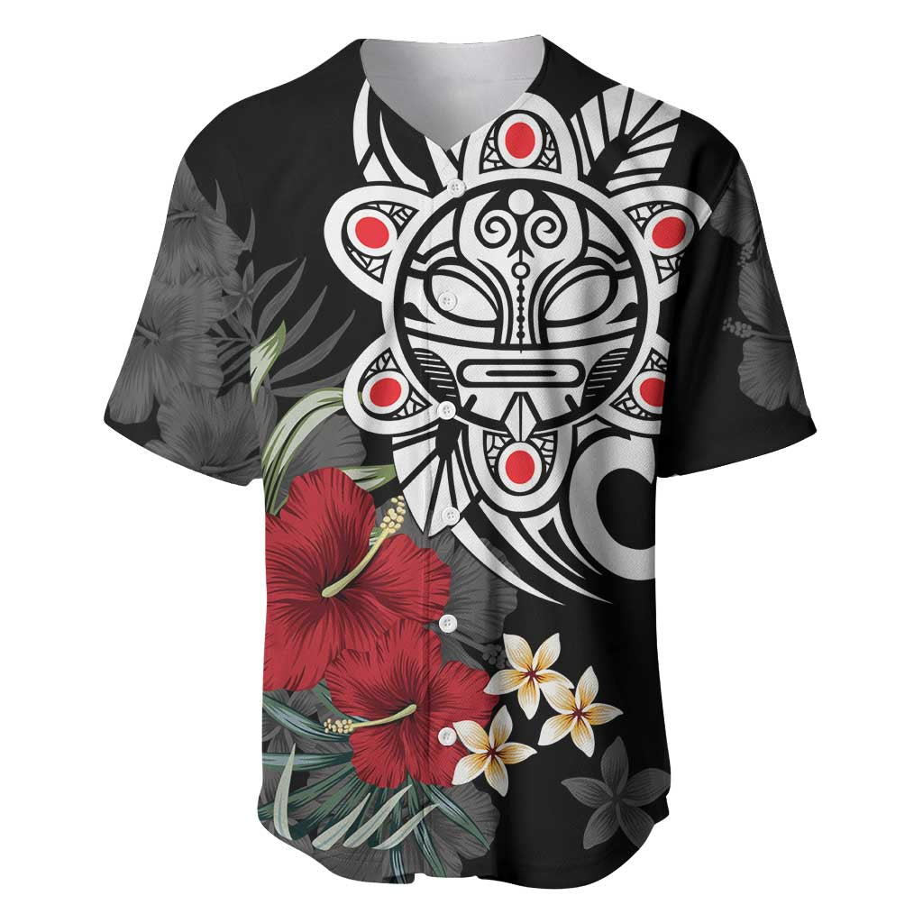 Taino Sun Tribal Baseball Jersey Tropical Hibiscus - Wonder Print Shop