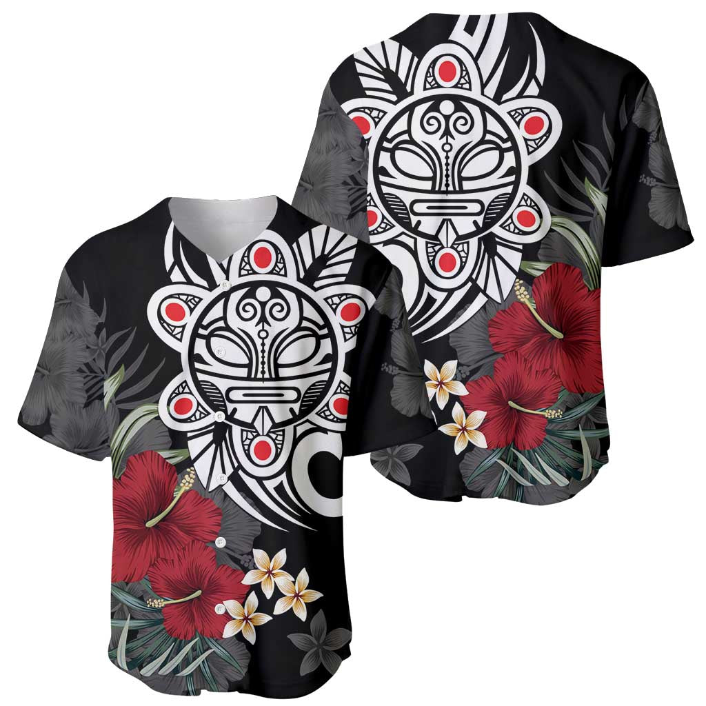 Taino Sun Tribal Baseball Jersey Tropical Hibiscus - Wonder Print Shop