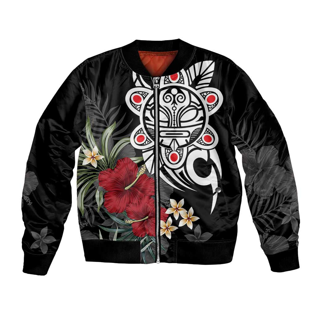 Taino Sun Tribal Bomber Jacket Tropical Hibiscus - Wonder Print Shop